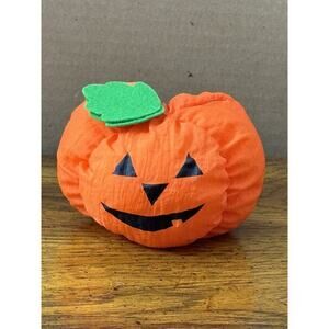VTG Gibson Nylon Parachute Pumpkin Plush Fall‎ Hallowen Decor Doorknob Cover 90s